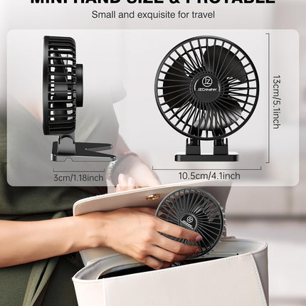 Jzcreater Usb Desk Fan, Mini Fan Portable, 3 Speeds Desktop Table Cooling Fan, Plug In Power Fan, Rotation Strong Wind, Quiet