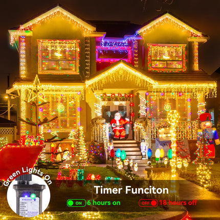 Blingstar Icicle Lights Christmas Lights Outdoor 49.2 Ft 440 LED Extendable Dripping Lights 8 Modes Warm White Icecycle String Lights Cascade for Indoor Outside Xmas Holiday House Decor, Clear Wire