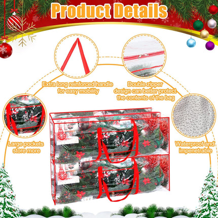 Sadnyy 2 Pcs Clear Christmas Tree Storage Bag 9ft Christmas Tree Storage Containers Waterproof Christmas Tree Bag for Storing Christmas Tree, Garland, Holiday Decorations