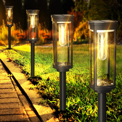 Solar Pathway Lights Outdoor 6 Pack, Bright Solar Path Light Outside Waterproof, Solar Garden Decorative Solar Powered Landscape