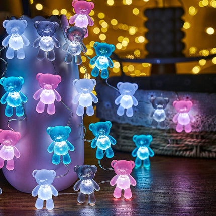 JASHIKA Teddy Bear Decorative Lights Teddy Bear s Cute Indoor String Lights Bedroom Fairy Lights Christmas lights Valentine’s Day Decor 8.5ft 20LED USB or Battery Operated String Lights Ornaments