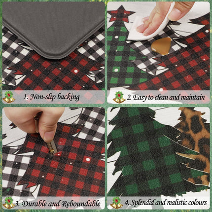 Homcomoda Christmas Tree Kitchen Mats 2 Piece Set Non Slip Waterproof Kitchen Rugs and Mats Anti Fatigue Cushioned Kitchen Floor Mats Farmhouse Xmas Comfort Standing Mat for Floor Kitchen Sink Laundry