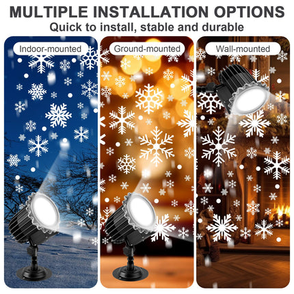 1 Pcs Christmas Projector Lights Highlight LED Snowflake Light Projector Waterproof Outdoor Christmas Decorations Lighting for Xmas Holiday Party Year Decoration, Black