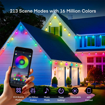 Outdoor String Lights Patio Lights String Lights for Outside Outdoor Lights for Patio Christmas Lights Outdoor Waterproof Shatterproof Dimmable Backyard Lights Outdoor 15 S14 Bulbs (27.5FT +6.5FT)