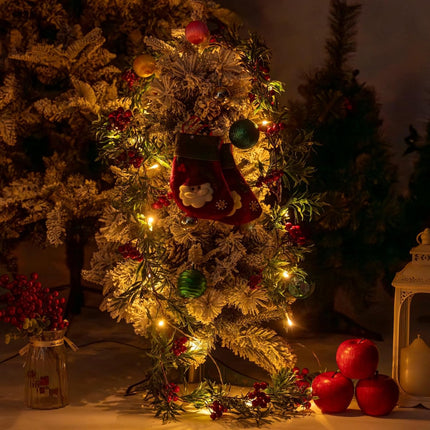 6.5FT Christmas Garlands with Light for Decoration,Artificial Garland Greenery Garland, Christmas Decorations Holiday Outdoor Indoor Fireplace Stair Railing Mantle Decor