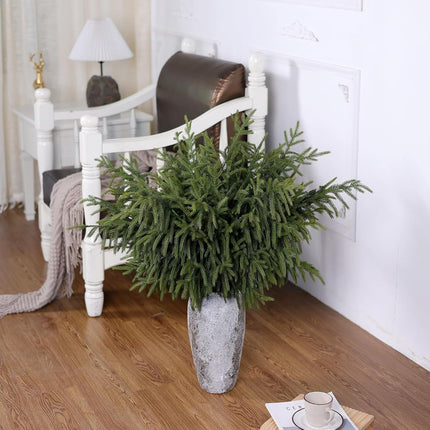FOTEEWL Real Touch Norfolk Pine Branch - 36" Artificial Christmas Green Plants Branches Faux Greenery Stem Fake Pine Picks for DIY Crafts Garland Wreath Xmas Indoor Outdoor Home Decor (4 Pcs)