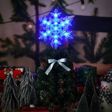 8.25 x 12.75 Inch Silver Snowflake Tree Topper Lighted Christmas Tree Topper with 10 Blue LED Lights 120v Plug in Glitter Christmas Star Tree Topper for Xmas Tree Indoor Home Office Decoration