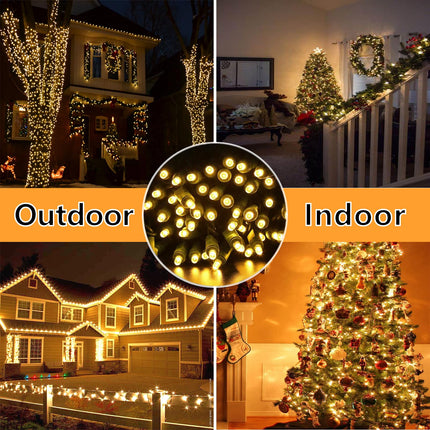 50ft 100 Counts Warm White Christmas Lights - White Christmas Lights Commercial Grade Outdoor Waterproof, Soft White Christmas Lights Indoor 5mm Wide Angle Green Wire, IP:65, UL