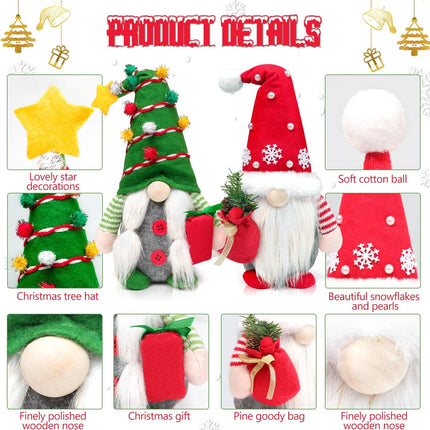 BINSUNS 2Pcs Christmas Gnomes Plush Decorations, Christmas Elf Gnomes Swedish Tomte Plush Gnome - Xmas Thanksgiving Home Party Ornaments Boy Girl Decor