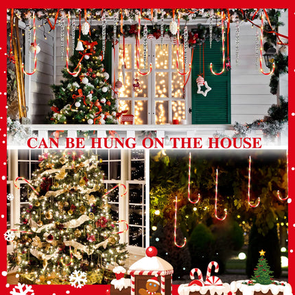 24 Pcs 28 Inch Christmas Candy Cane Lights LED Christmas Pathway Marker 8 Lighting Modes Walkway Stakes Lights with 216 Warm Red Lights for Outdoor Holiday Walkway Patio Garden Yard Lawn Xmas Decor