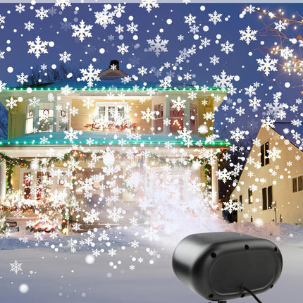 d Christmas Projector Lights Outdoor, Snowflake Projector Lights, Adjustable Dynamic Snow Light Show with Remote Control, 270° Rotating Outdoor Snow Falling Projector Lamp