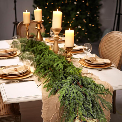 Norfolk Pine Garland Christmas Garland, 6FT Cedar Garland Real Touch Artificial Greenery Garland Christmas Decorations for Mantle, Table, Wall, Indoor, Outdoor, Holiday (2 PCS)