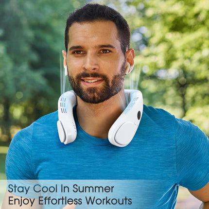 Cooling Neck Fan, Hands Free Bladeless Neck Fan With Cooling Plate OneButton Instant Cool Down Neckband Fan 4400 Mah Battery