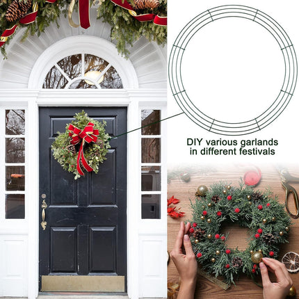 Aodaer 12 Pack 18 Inch Wire Wreath Frame Christmas Dark Green Wire Wreath Ring Round Metal DIY Floral Crafts Wire Wreath for Halloween Year Holiday Valentines Day Decorations