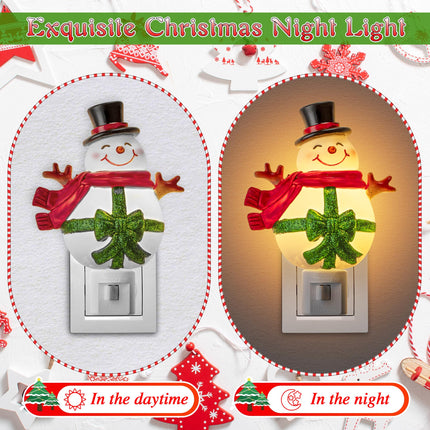 Christmas Night Lights Plug into Wall, Christmas Decorative Night Light with Manual Switch, 360 Degree Swivel Plug, Christmas Plug in Night Light for Home Bedroom Decor Ornaments (Snowman)
