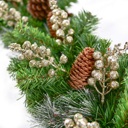 Lvydec 16pcs Christmas Glitter Berries Stems, 7.8" Artificial Christmas Picks for Christmas Tree Ornaments, DIY Xmas Wreath, Crafts, Holiday and Home Decor (Champagne)