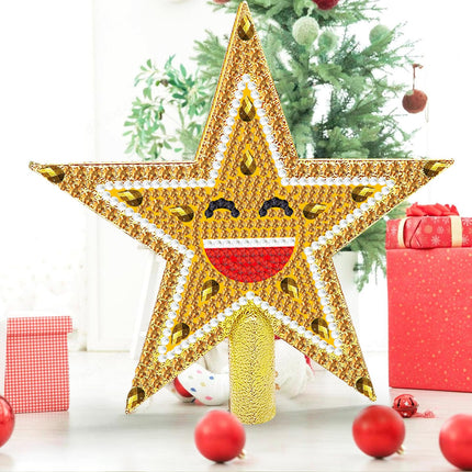Mini Christmas Tree Topper Diamond Art Painting，Diamond Art Star Topper for Christmas Tree，Christmas Decorative Holiday Bethlehem Star Ornament