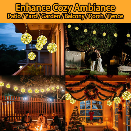 Solar Christmas Ball Lights for Tree Outdoor, 4 Pack 160 LED Globe Lights Waterproof, 8 Modes Solar Sphere String Lights Outside for Window Garden Yard Porch Wedding Party Decorations, Warm White