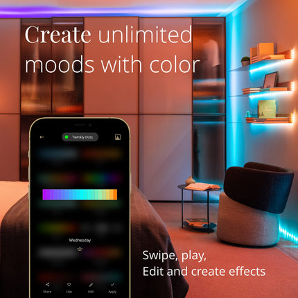Twinkly Dots 10ft, Multicolor 60 LED Strip, Flexible RGB LED Strip, Compatible with Alexa and Google Home, Gaming, 16 M+ Colors, USB Powered, App Mapping, Transparent Wire