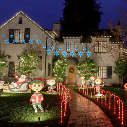 Retisee 17.22 ft Christmas Snowflake Lights, LED Lights Outdoor with Drops, 8 Modes, Ip44 Waterproof Christmas Lights for Curtain Eaves Window Indoor Outdoor Xmas Decorations(Blue)