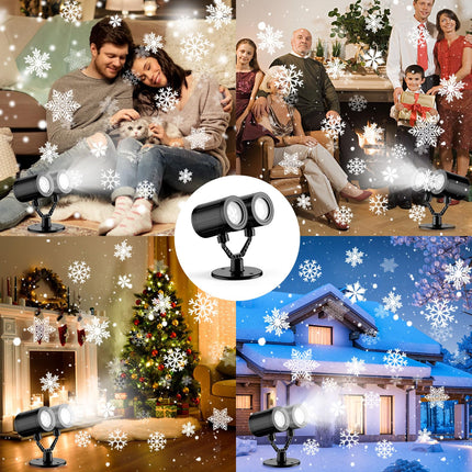Christmas Snowflake Projector Light d Dual-Head Snowflake Projector Lights Waterproof LED Snowfall Projector Lights for Holiday Snowflake Lights for Wall Window Decoration