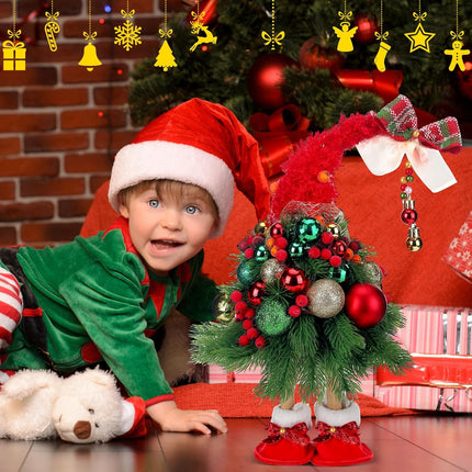Thyle 16 Inches Christmas Tree Dwarfs Table Decoration Christmas Dwarf Handmade Gnomes Tree Decorations for Desktop Tabletop Indoor Home Christmas Ornaments