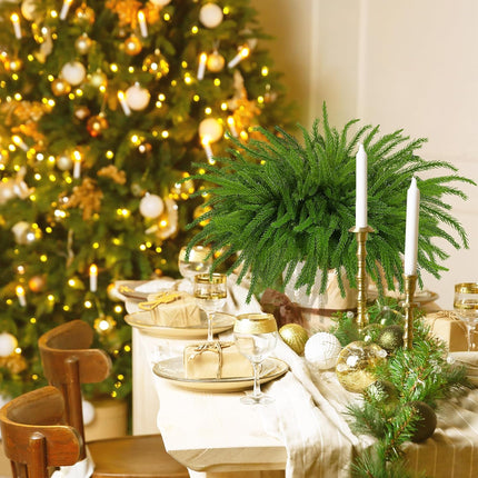 6 Pieces Christmas Norfolk Pine Branch 18 Inch Norfolk Pine Stems Artificial Norfolk Christmas Greenery Plants DIY Crafts Faux Pine Branches for Xmas Home Decor Garland Wreath Craft