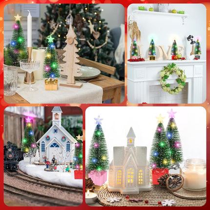 Mini Christmas Tree with Lights, 4 Pack Tabletop Christmas Tree with Lights for Christmas Decorations Indoor Xmas Holiday Party, Christmas Centerpieces for Tables (4)
