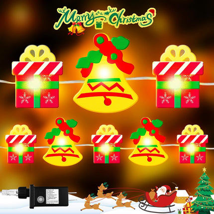Christmas String Lights - 70LED 41ft Fairy Lights with Santa Box & Jingle Bell - Timing Function Christmas Lighting for Yard Bedroom Fence House Party Xmas Tree Garland Christmas Decorations