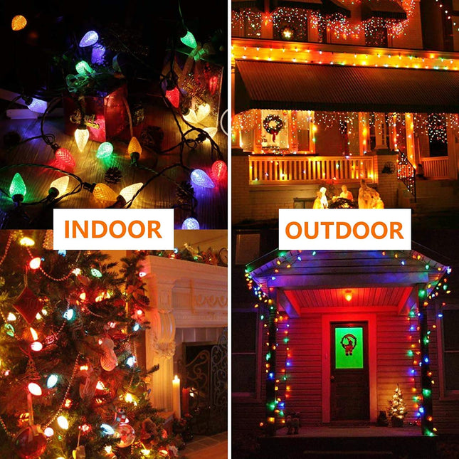 LORRYTE Multicolor Extendable 50 LED 49ft Waterproof C9 LED Christmas Lights Indoor Outdoor, Super Bright C9 Christmas String Lights for Tree, Patio, Easter, Christmas Decoration (Multicolor)