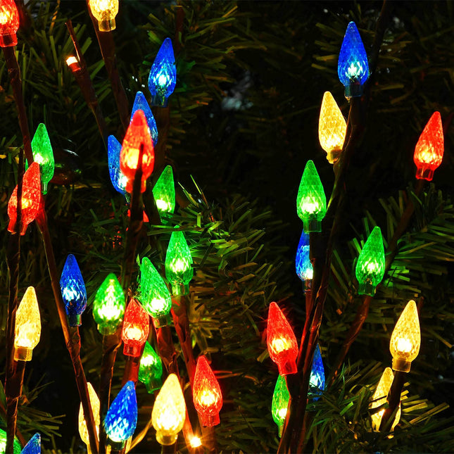 Homeleo Set of 4 d Solar Christmas Pathway Lights Outdoor,Waterproof Solar Powered Christmas Trees,80 LEDs Multicolor C6 Small Xmas Tree for Front Porch,Patio,Outside Yard Christmas Decorations