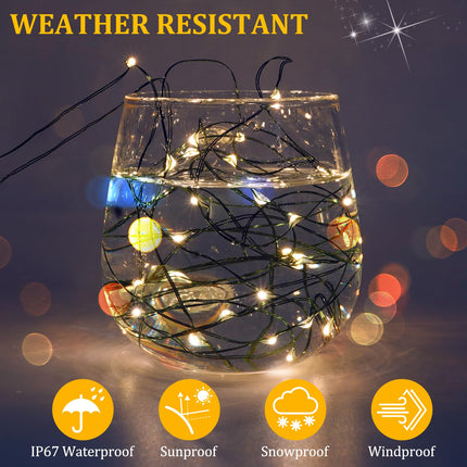 Timer Battery Twinkle Mini Fairy Lights, 1 Pack 200 LED 33ft Dark Green Wire,Firefly Starry LED String Lights Warm White for Wedding Party Christmas Tree Decorations Bedroom Decor