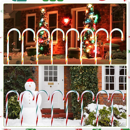 Treela 12 Pcs 36 Inch Christmas Candy Cane Lights Pathway Markers Christmas Lights with 8 Modes LED Waterproof Christmas Decorations for Lawn Garden Driveway Walkway Patio