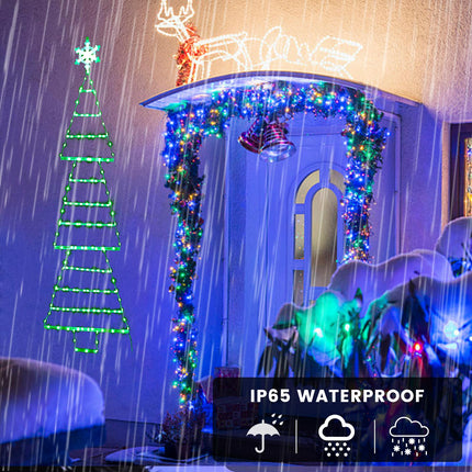 LED Christmas Lights,4.6ft Green Christmas Ladder Lights with Snowflake,Christmas Decorations Lights with 8 Modes & Timer for Window Wall Home Garden Indoor Outdoor Xmas Tree Decor (Green)