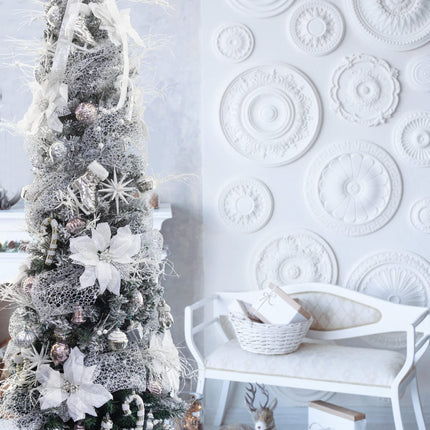 KI Store Glitter Curly Christmas Spray Set of 12 White Wispy Willow Christmas Picks for Christmas Tree Wreath Garland Bouquet Tree Topper Decoration