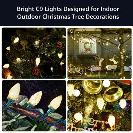 SHARKSTAR C9 LED String Lights, 31.5ft, WarmWhite, Outdoor Christmas Decorations, Connectable, Waterproof, UL