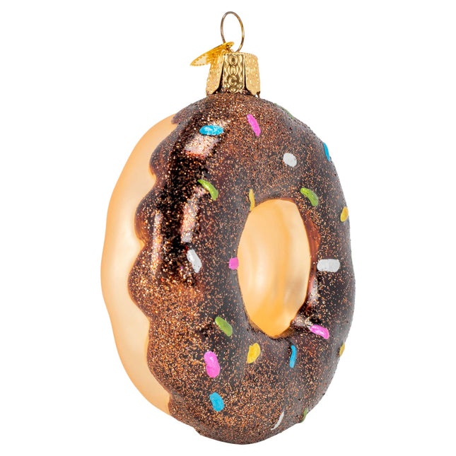Old World Christmas Chocolate Frosted Donut Glass Blown Ornament for Christmas Tree