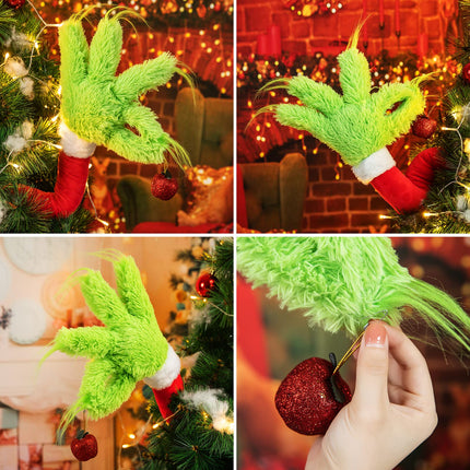 Christmas Elf Body Tree Decorations, Christmas Tree Decor Elf Arms Stole Christmas Elf Stuffed Leg Stuck Xmas Tree Topper Garland Ornaments Pose-able Plush Legs for Tree Ornaments (Legs+Arm)