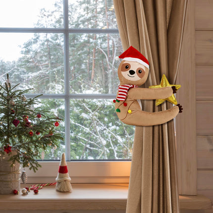 CiyvoLyeen Sloth Christmas Tree Topper with Glitter Star Sloth Xmas Home Decoration Funny Sloth Animal Ornament for Christmas Tree Winter Holiday Table Centerpiece Wreath Attachment Sloth Lovers