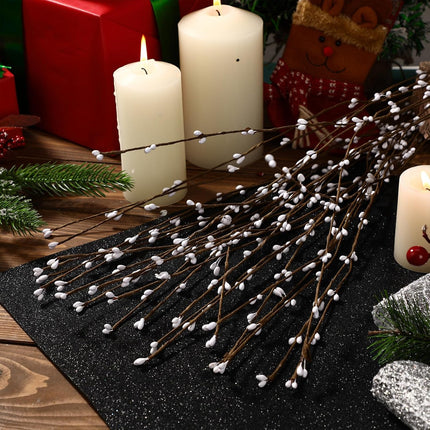 WILLBOND 213 Feet Ply Pip Berry Garland for Christmas Winter Indoor Outdoor Decor Head Wreaths Wedding Crowns (White, 100 Packs)