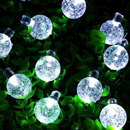 Brightown Solar String Lights Outdoor 60 Led 35.6 Feet Crystal Globe Lights with 8 Lighting Modes, Waterproof Solar Powered Patio Lights for Garden Yard Porch Wedding Party Decor (Pure White)