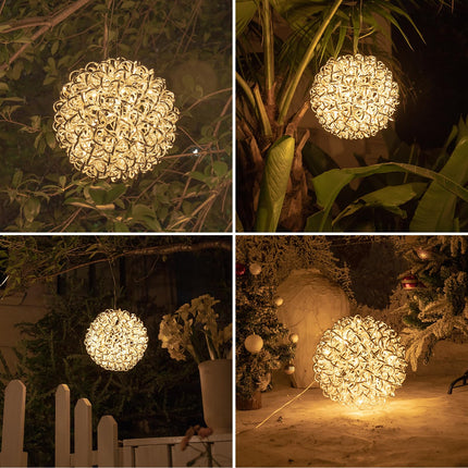 Anycosy Christmas Hanging Lights with Aluminum Frame,Waterproof Christmas Hanging Pendant Sphere Lights for Indoor
