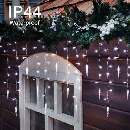 Icicle Lights Outdoor, 33 FT 400 LED Christmas Lights with 60 Drops, Waterproof Connectable Icicle Christmas Lights Outdoor with Remote and Timer, 8 Light Modes Christmas Decorations for Roofline