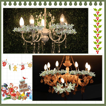 6 Pieces Christmas Pillar Candle Rings Frosted Mistletoe Wreaths with Pearl Accents Artificial Wreath Holiday Candle Rings for Holiday Parties and Home Decor