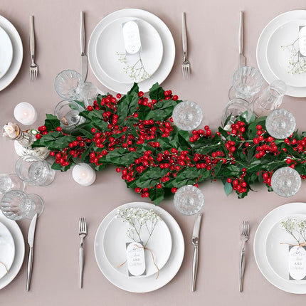 6 FT Red Berry Christmas Garland, Fireplace Decoration for Christmas Holiday Year Decor,Flexible Artificial Berry Garland for Indoor Outdoor Home