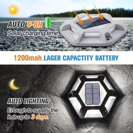 Volisun Solar Deck Lights Driveway Dock Lights, 12Pack Waterproof Outdoor Led Aluminum Dock Lighting Warning Step Lights