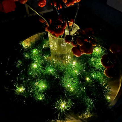 2Pcs 15.5 Ft Pre-lit Christmas Garland with 90 LED Lights - 8 Lighting Modes, Battery Operated, Waterproof, Outdoor/Indoor Pre-lit Greenery Garland for Fireplace Mantel, Kitchen, Christmas Tree