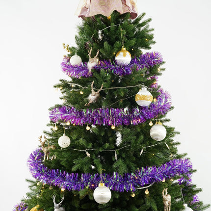 ARCCI 26.2ft Purple Christmas Tinsel Garlnad, Thick Sparkly Metallic Twist Ceiling Tinsel Garland with Reflections Shiny Filament, Glitter Christmas Tree Hanging Tinsel Ornaments Decorations