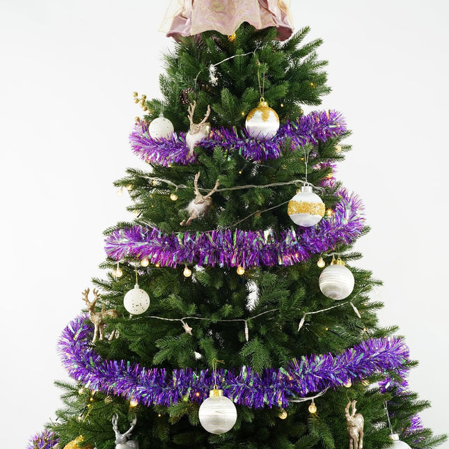 ARCCI 26.2ft Purple Christmas Tinsel Garlnad, Thick Sparkly Metallic Twist Ceiling Tinsel Garland with Reflections Shiny Filament, Glitter Christmas Tree Hanging Tinsel Ornaments Decorations