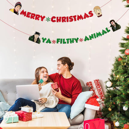 Home Alone Merchandise Decorations, Merry Christmas Ya Filthy Animal Party Banner, Funny Christmas Party Decor Supplies, Ugly Christmas Sweater Party Decorations, Home Alone Wall Decor s
